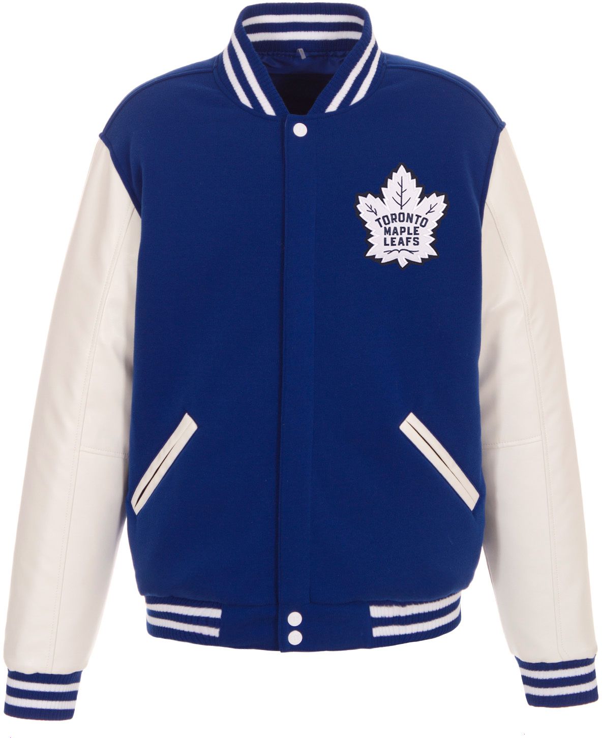 JH Design Toronto Maple Leafs Varsity Blue Reversible Wool Jacket