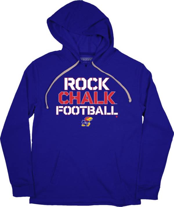 Blue 84 Men's Kansas Jayhawks Blue Rock Chalk Football Pullover Hoodie product image