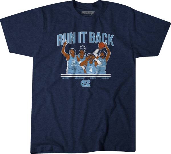 BreakingT North Carolina Tar Heels Navy Run it Back Basketball T-Shirt product image