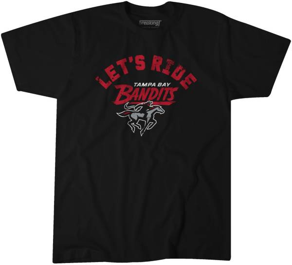 BreakingT Men's USFL Tampa Bay Bandits Let's Ride Black T-Shirt, Medium