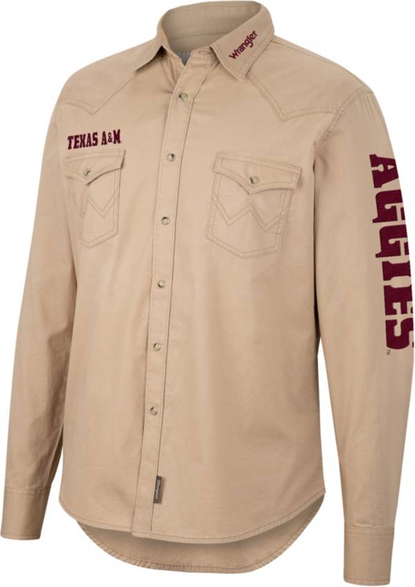 Wrangler Men's Texas A&M Aggies Brown Button Down Longsleeve Shirt product image