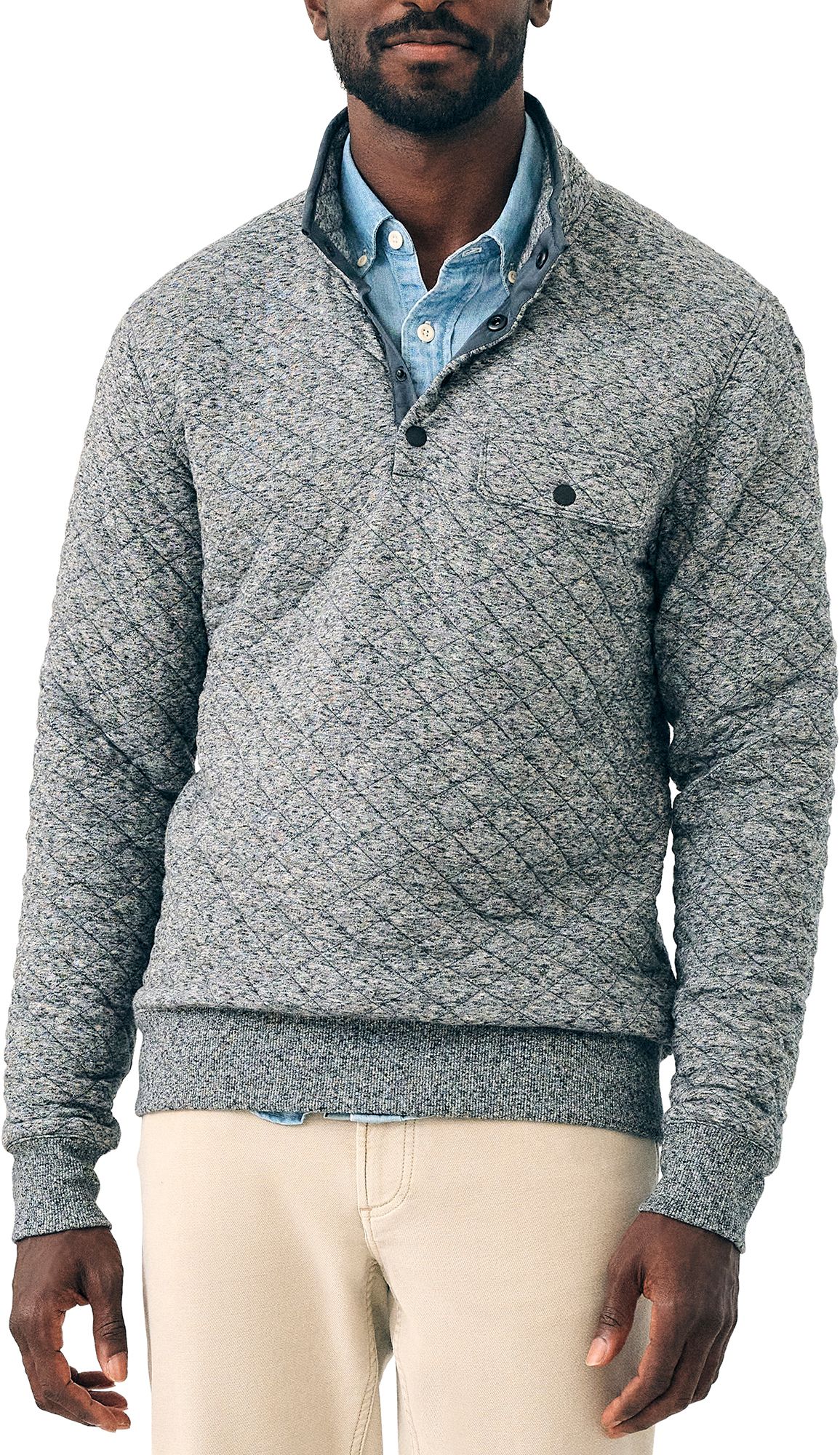 Pull Homme Faherty – Bleu Moyen – Épaule Matelassée – Polaire – Taille M