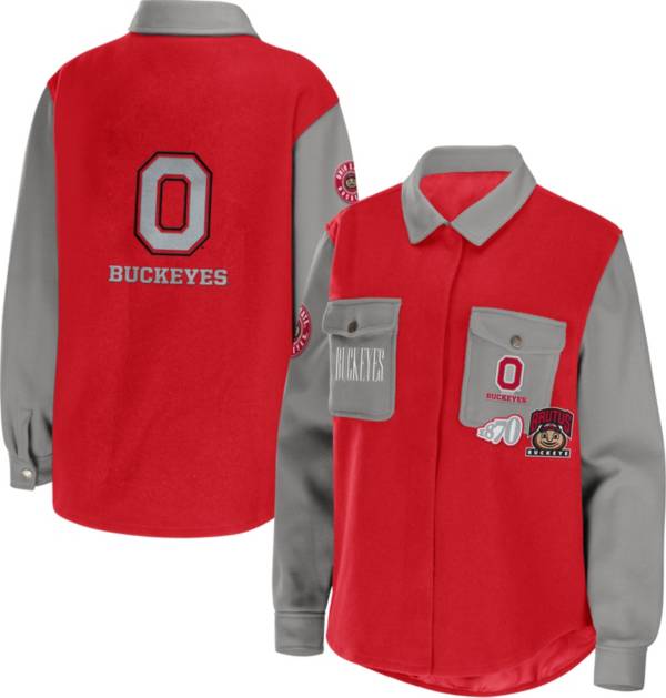 WEAR by Erin Andrews Women's Ohio State Buckeyes Scarlet/White Colorblock Shacket product image