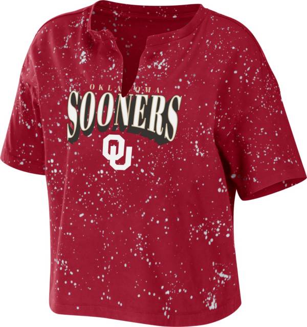 WEAR by Erin Andrews Women's Oklahoma Sooners Crimson Bleach Washed T-Shirt product image