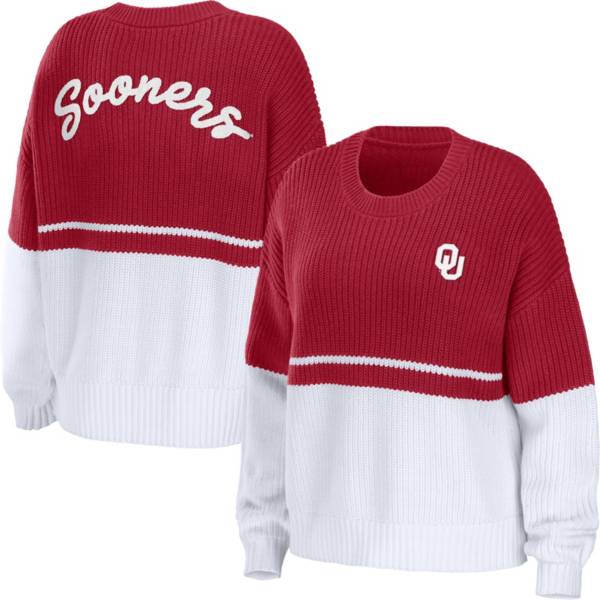 WEAR by Erin Andrews Women's Oklahoma Sooners Crimson/White Colorblock Sweater product image