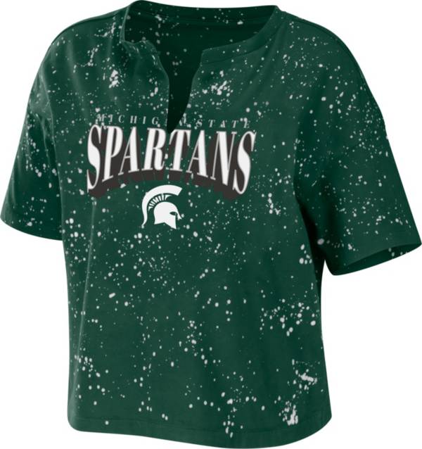 WEAR by Erin Andrews Women's Michigan State Spartans Green Bleach Washed T-Shirt product image