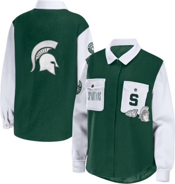 WEAR by Erin Andrews Women's Michigan State Spartans Green/White Colorblock Shacket product image
