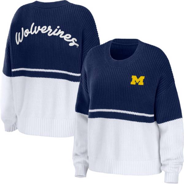 WEAR by Erin Andrews Women's Michigan Wolverines Blue/White Colorblock Sweater product image