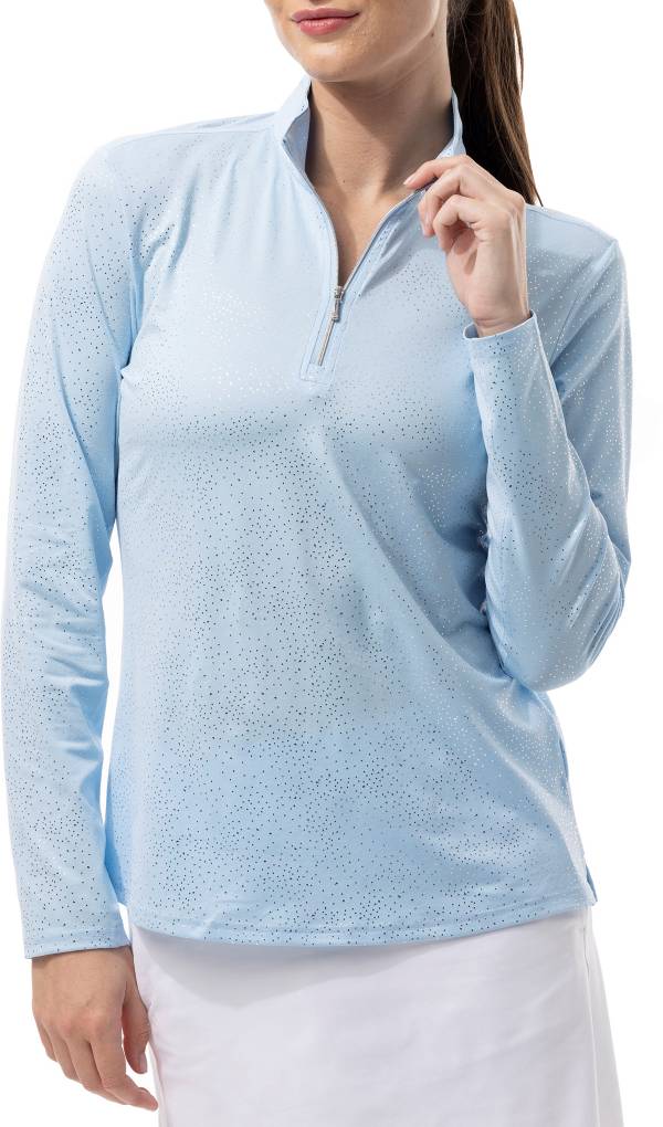 SanSoleil Women's Foil Print Mock Neck Golf Pullover product image