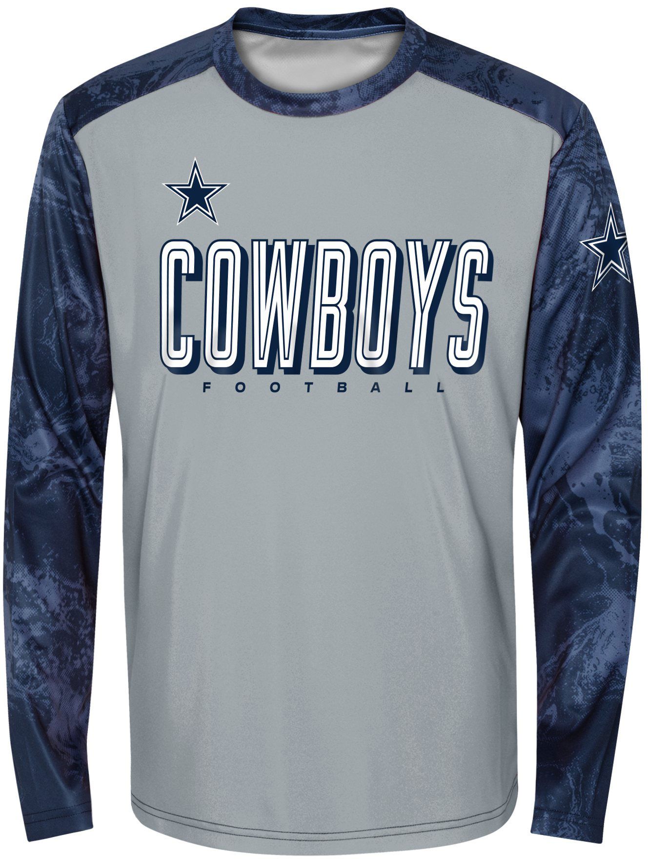 NFL Team Apparel Youth Dallas Cowboys Cover 2 Long Sleeve Navy T-Shirt