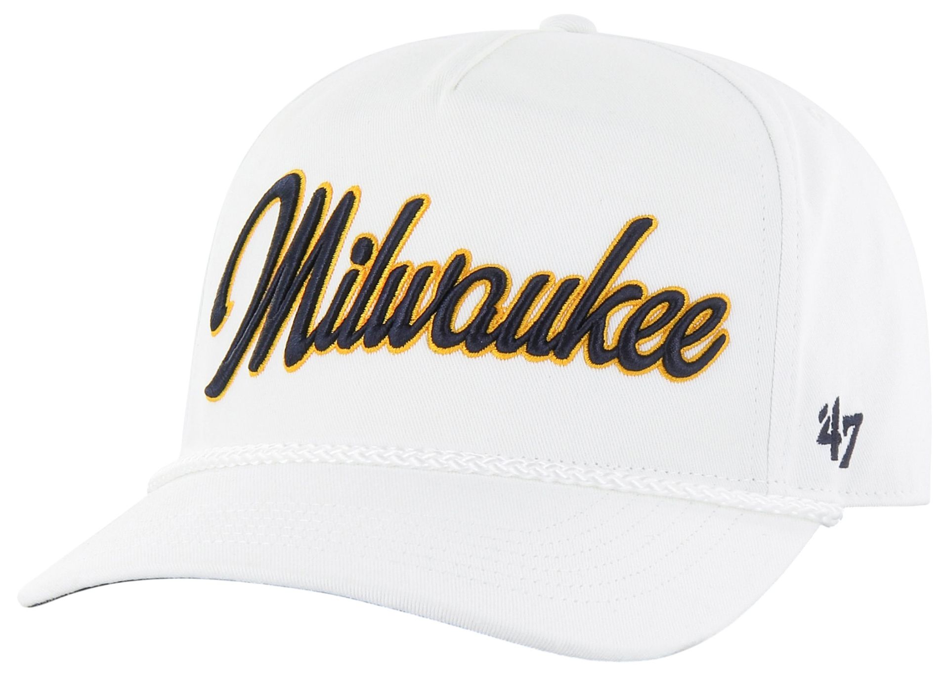 '47 Adult Milwaukee Brewers White Overhand Hitch Adjustable Hat product image