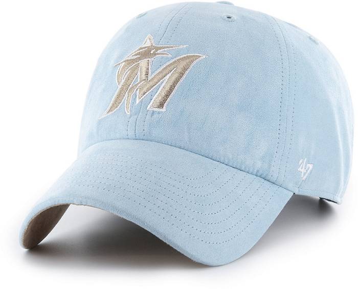 47 Adult Miami Marlins Blue Batting Practice Suede Clean Up Adjustable Hat