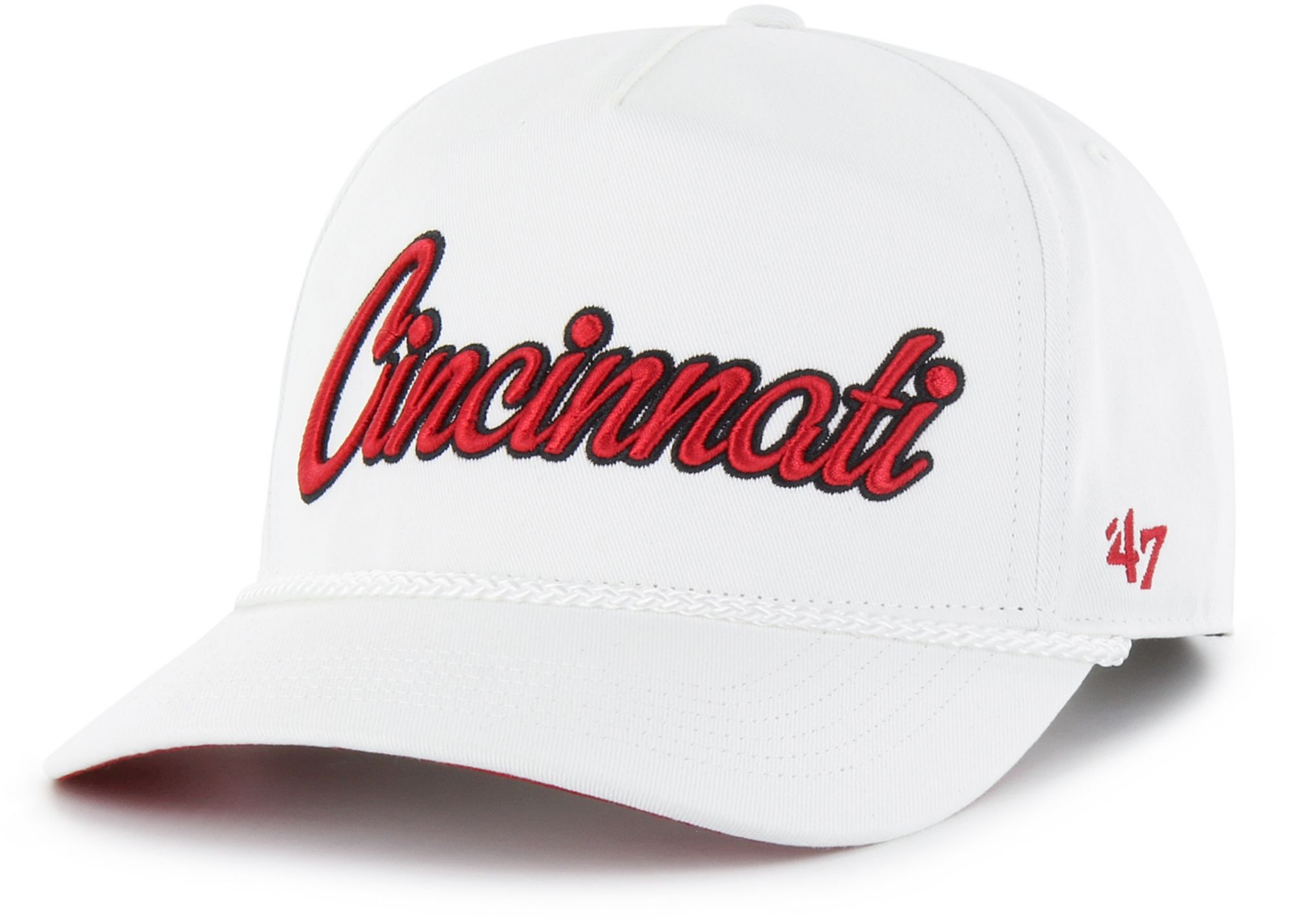 '47 Adult Cincinnati Reds White Overhand Hitch Adjustable Hat