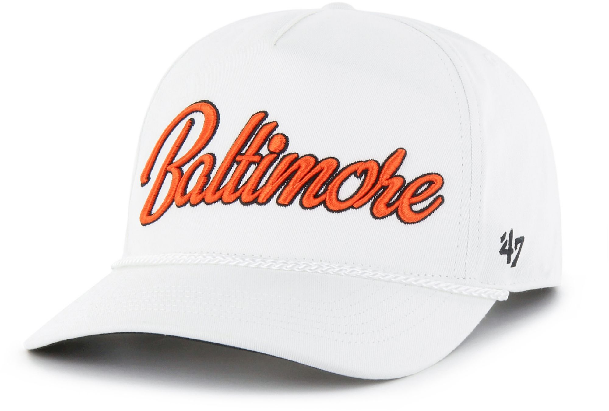 '47 Adult Baltimore Orioles White Overhand Hitch Adjustable Hat