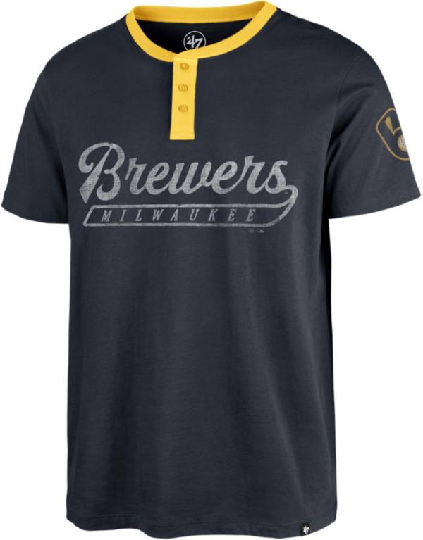 '47 Men's Milwaukee Brewers Navy Westend Henley T-Shirt product image