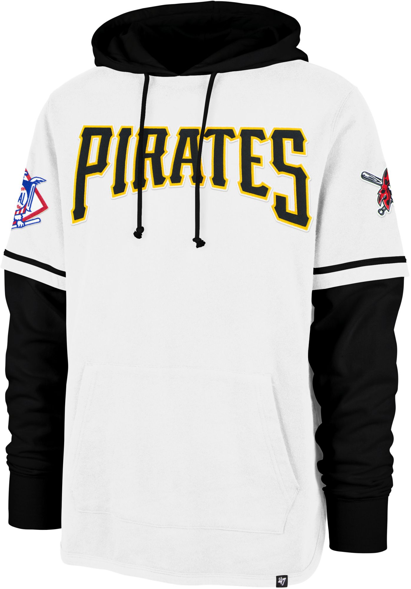 '47 Men's Pittsburgh Pirates White Tri-Stop Cooperstown Pullover Hoodie product image