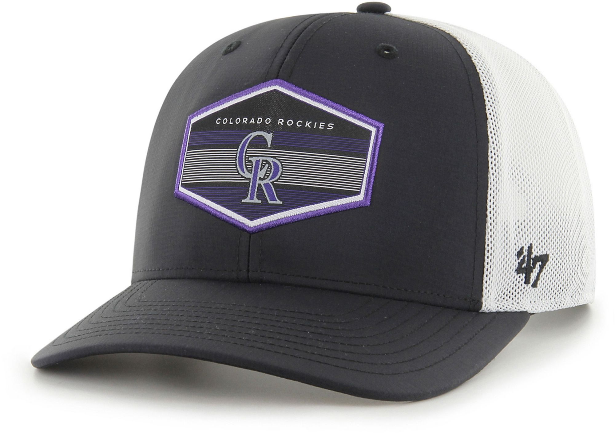 '47 Adult Colorado Rockies Black Burgess Trucker Hat product image