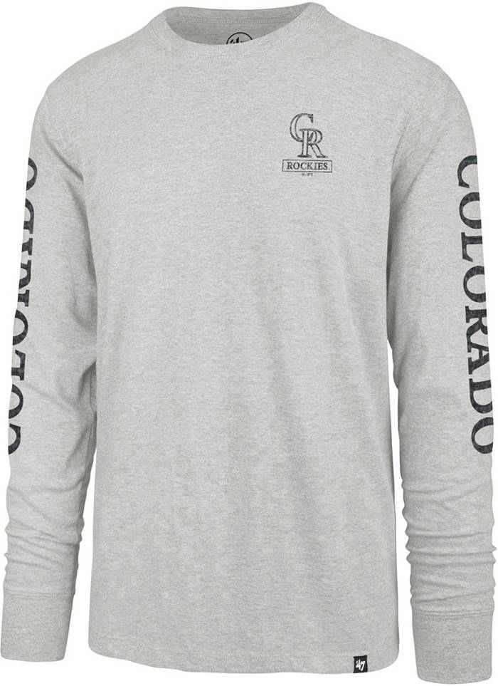 47 Men's Colorado Rockies Grey Triple Down Franklin Long Sleeve T-Shirt