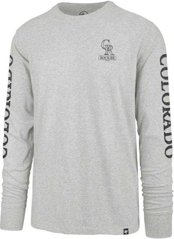 '47 Men's Colorado Rockies Grey Triple Down Franklin Long Sleeve T-Shirt product image