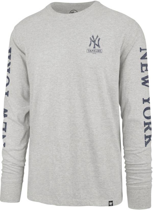 '47 Men's New York Yankees Grey Triple Down Franklin Long Sleeve T-Shirt product image