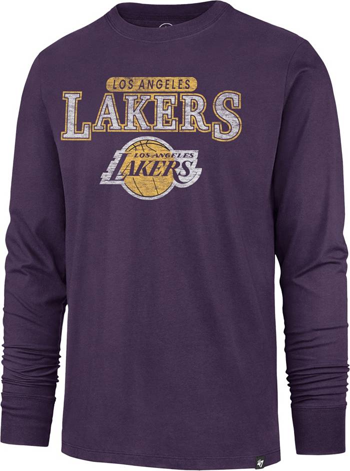 47 Men's Los Angeles Lakers Purple Linear Franklin Long Sleeve T-Shirt, Large