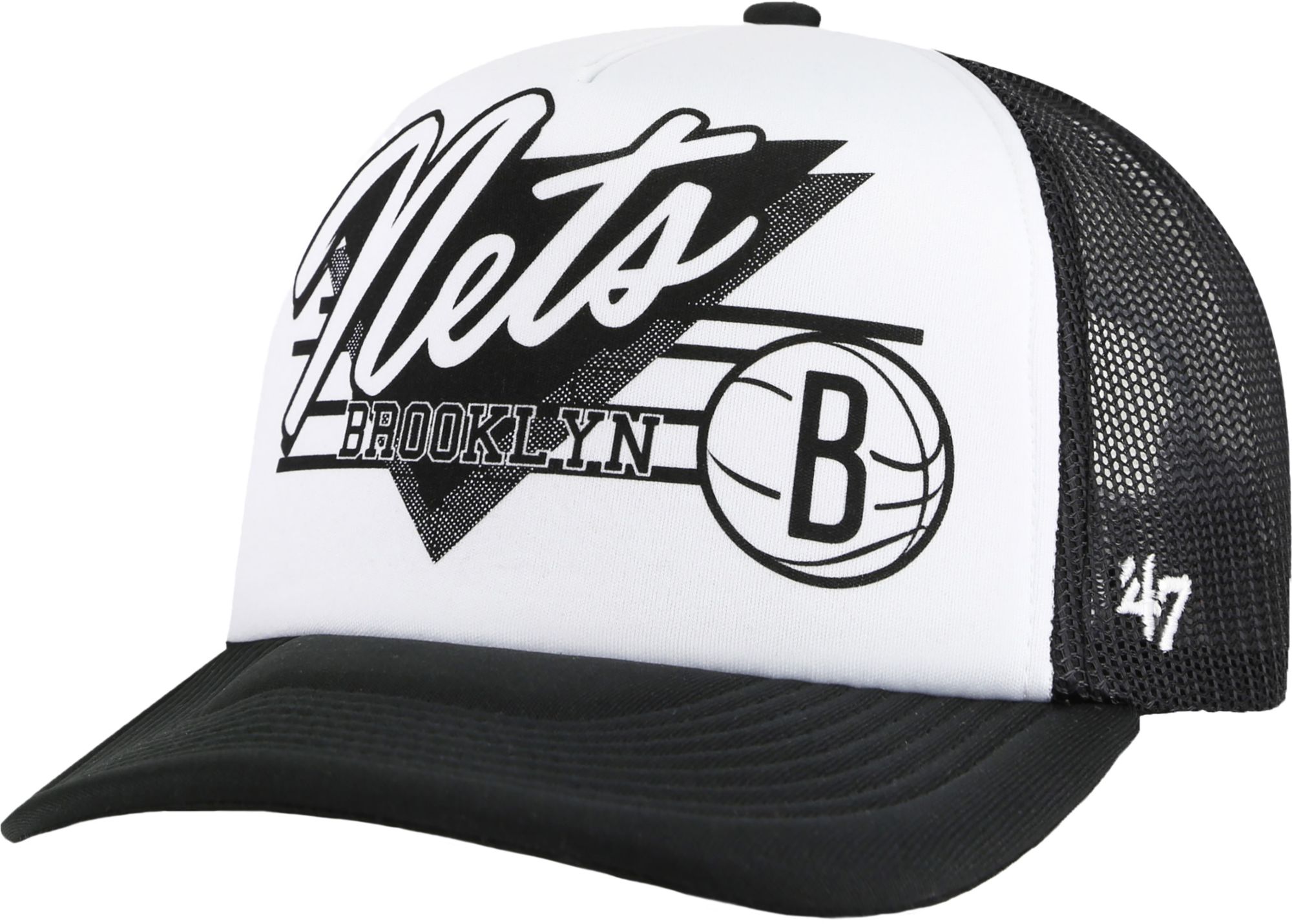 '47 Brand Adult Brooklyn Nets Black Hangout Adjustable Trucker Hat