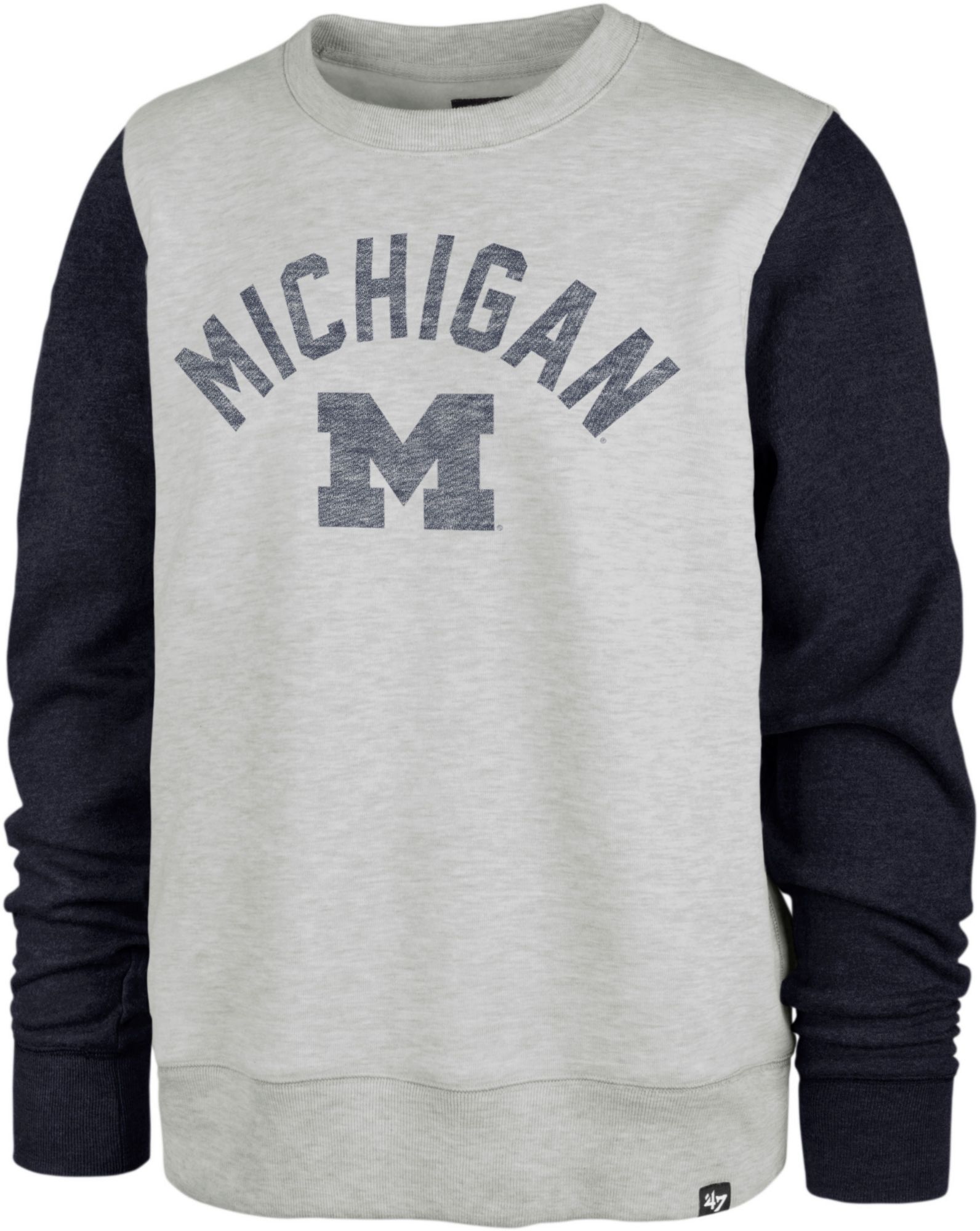 ‘47 Men's Michigan Wolverines Grey Fells Boulevard Crewneck Sweatshirt