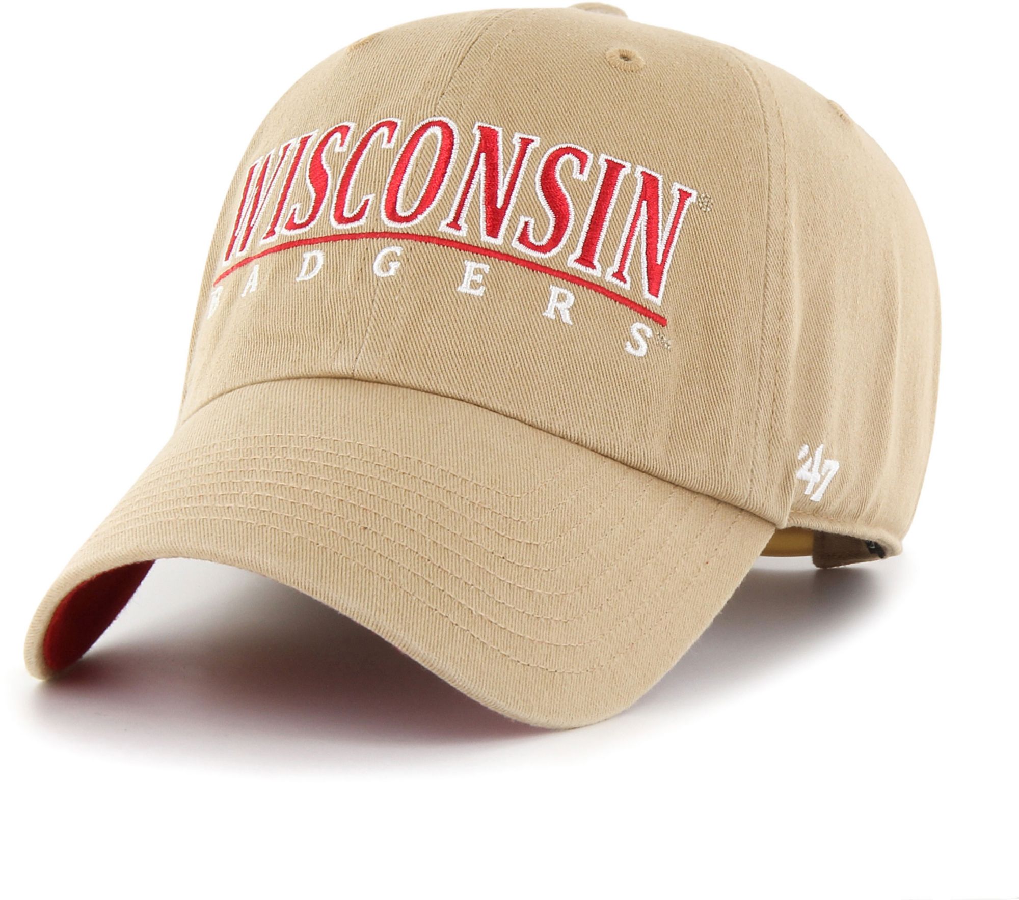 '47 ‘47 WISCONSIN BADGERS KHAKI DISTRICT CLEAN UP ADJUSTABLE HAT INTERNATIONAL SHIPPING