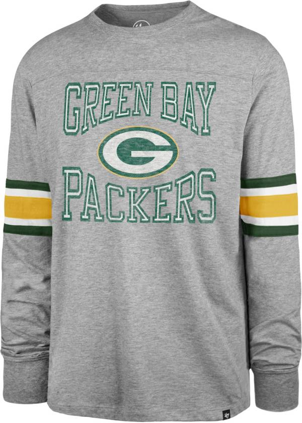 47 Men s Green Bay Packers Cover 2 Grey Long Sleeve T Shirt