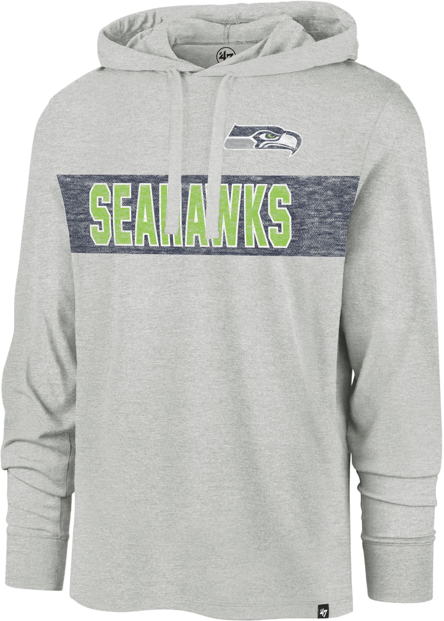 '47 Men's Seattle Seahawks Grey Franklin Long Sleeve Hooded T-Shirt