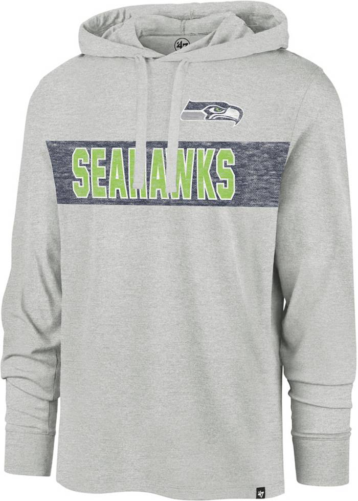 47 Men's Seattle Seahawks Grey Franklin Long Sleeve Hooded T-Shirt