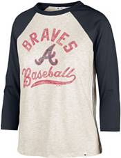 New Era Atlanta Braves Women's Cream Boxy Pinstripe T-Shirt