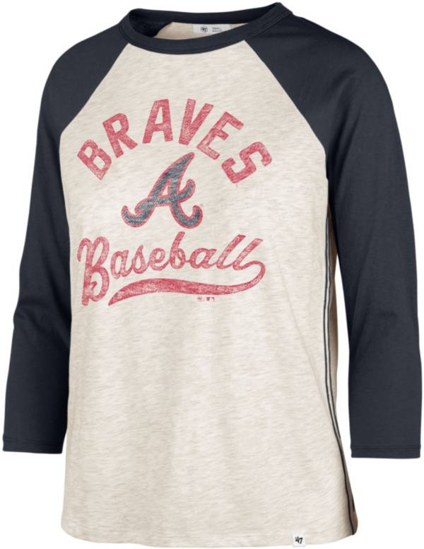 '47 Women's Atlanta Braves Cream Retro Daze 3/4 Raglan Long Sleeve T-Shirt product image