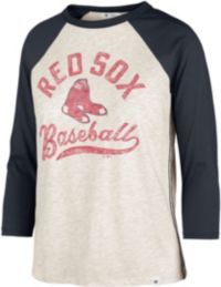 Boston Red Sox New Era Womens Foil 3/4 Sleeve Raglan Red and Navy T-Shirt L