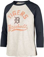Women's Detroit Tigers Nike Orange/Navy Modern Baseball Arch Tri-Blend  Raglan Three-Quarter Sleeve T-Shirt