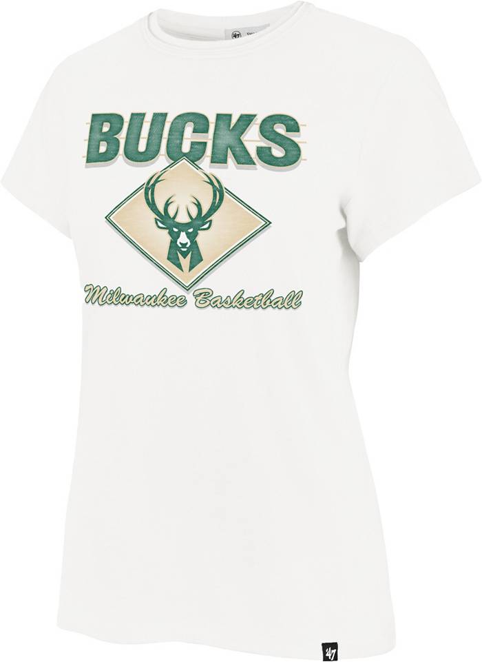 Women's Junk Food Slim Rainbow Stack Milwaukee Bucks Ringer T-Shirt / Large