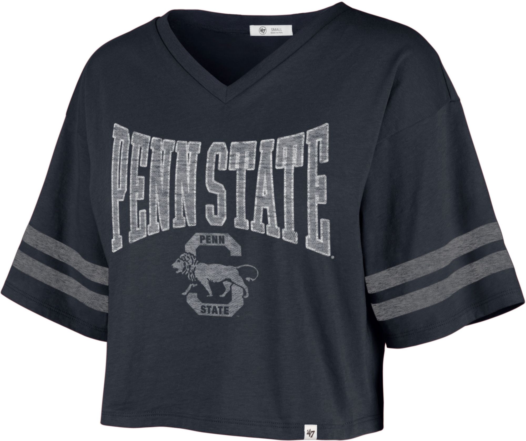 ‘47 Women's Penn State Nittany Lions Blue Fanfare Sporty Crop T-Shirt