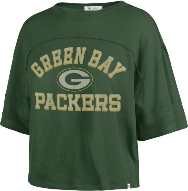 Green Bay Packers '47 Women's Sandy Daze Dolly V-Neck Cropped T-Shirt -  Heather Gray/Green