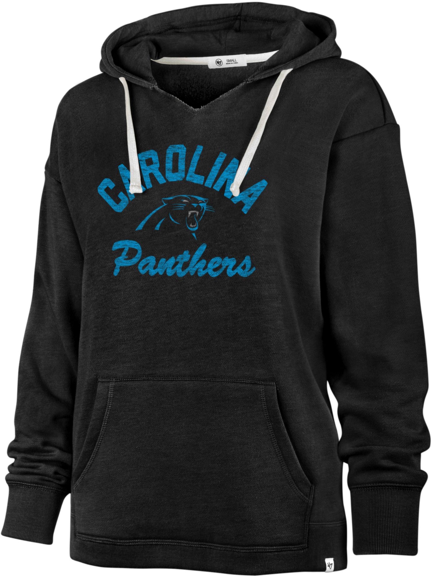 '47 Women's Carolina Panthers Wrap Up Black Hoodie