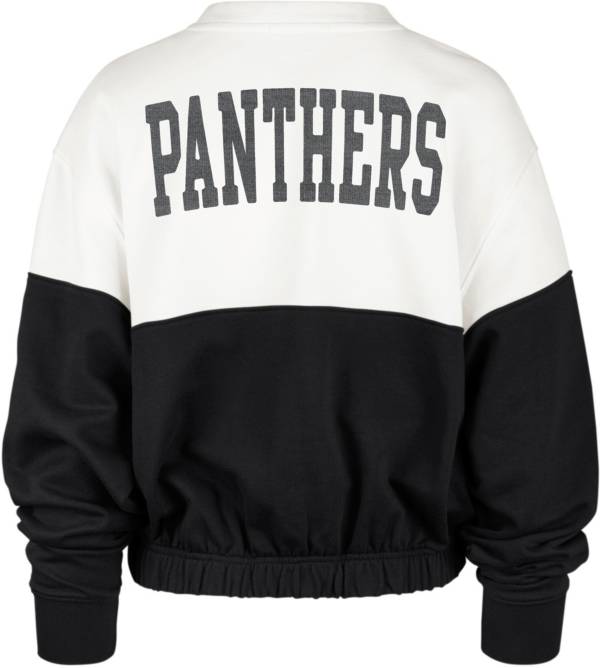 '47 Women's Carolina Panthers Color Block Bonita Sandstone Crew Sweatshirt product image