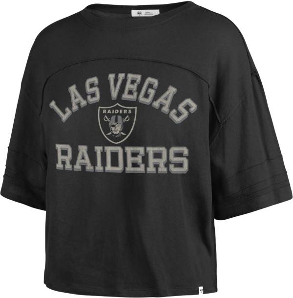 47 Women's Las Vegas Raiders Black Half-Moon Crop T-Shirt