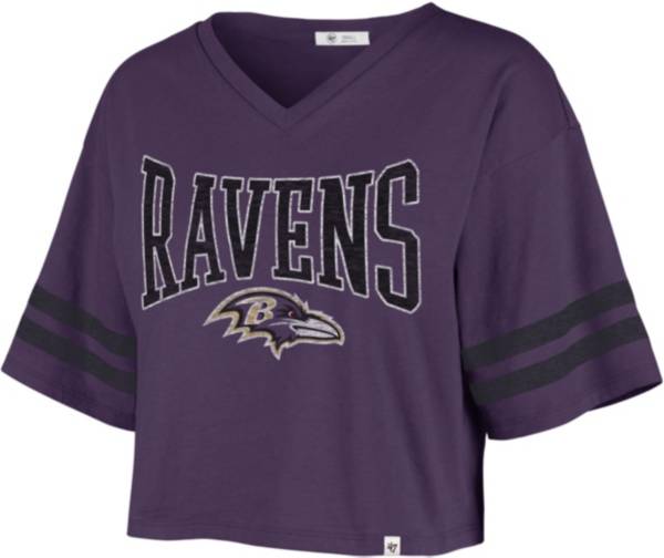 Baltimore Ravens 47 Brand Women Purple V-Neck Short Sleeve Scrum T-Shirt