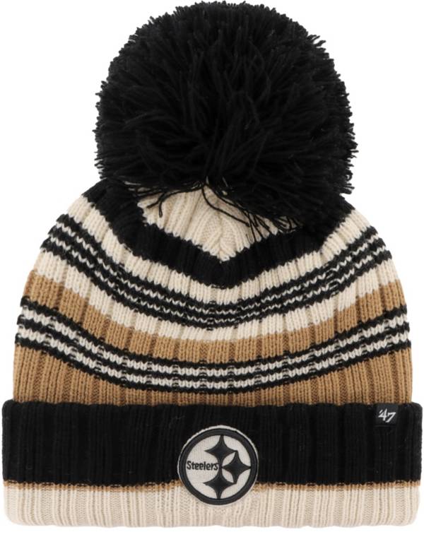 Pittsburgh Steelers New Era 2023 Black Sideline Cuffed Knit Hat with Pom