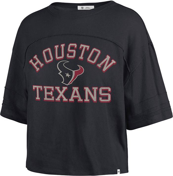 47 Women's Houston Texans Blue Half-Moon Crop T-Shirt