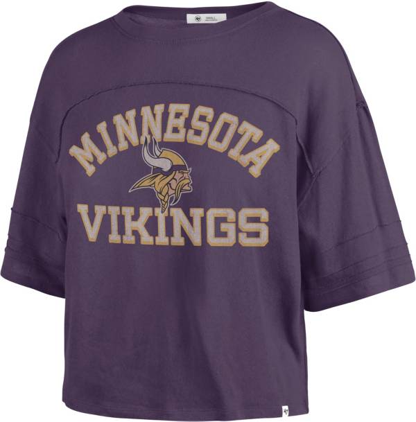 47 Women\'s Minnesota Vikings Purple Dick\'s Sporting T-Shirt Half-Moon Goods Crop 