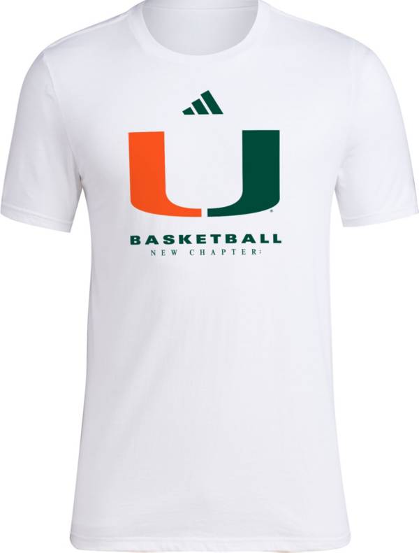 adidas Miami Hurricanes White 2023 March Madness Basketball New Chapter Bench T-Shirt product image