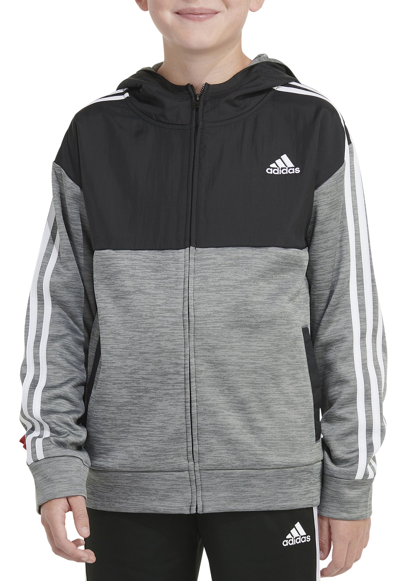 adidas Boys Melange Mix Fleece Hoodie Dick s Sporting Goods