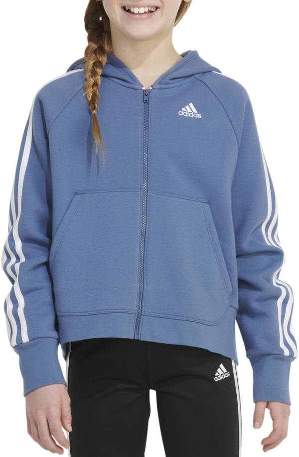 Adidas essential 3 online stripe zip hoody ladie