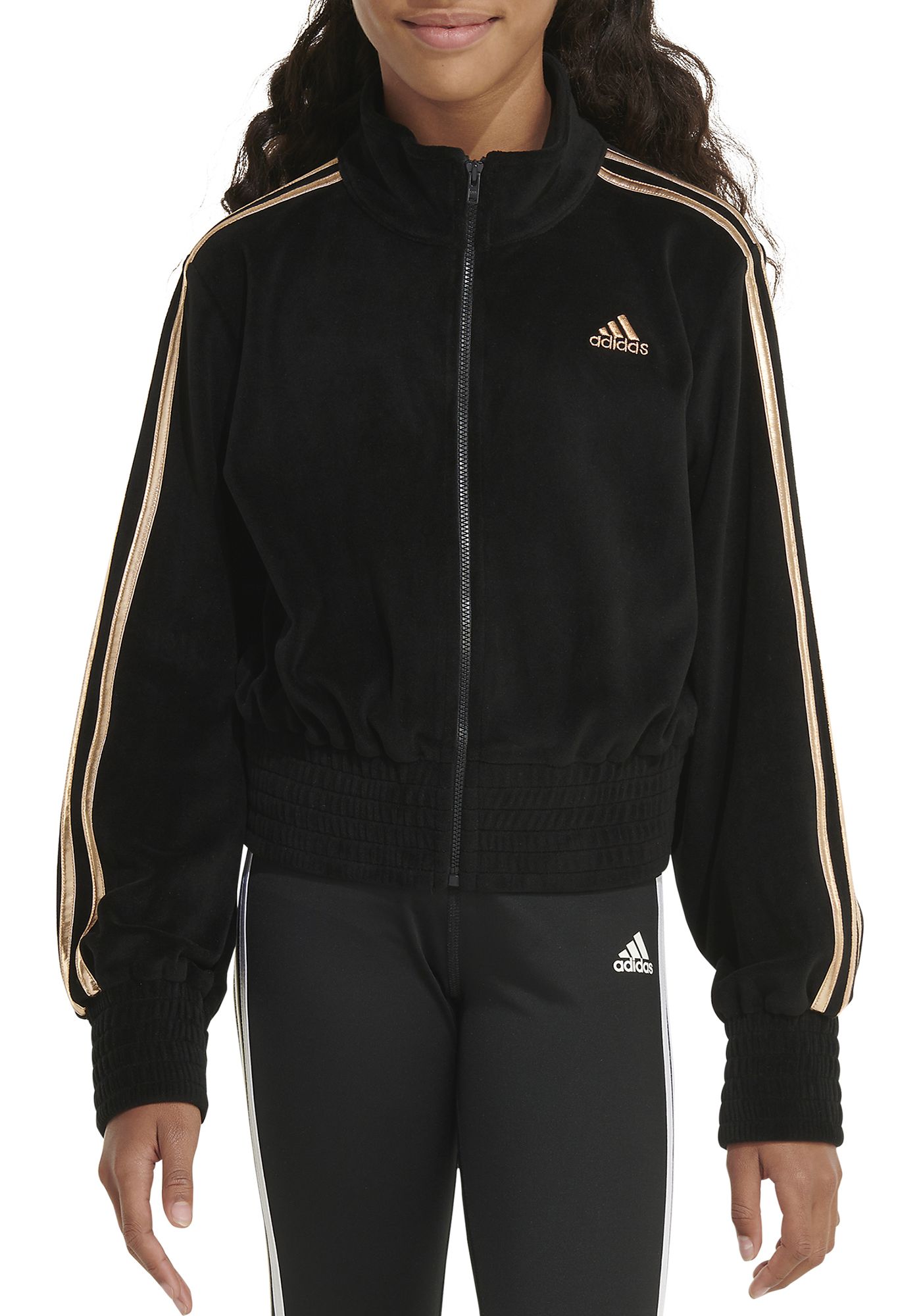 adidas Girls Fashion Velour Jacket Dick s Sporting Goods