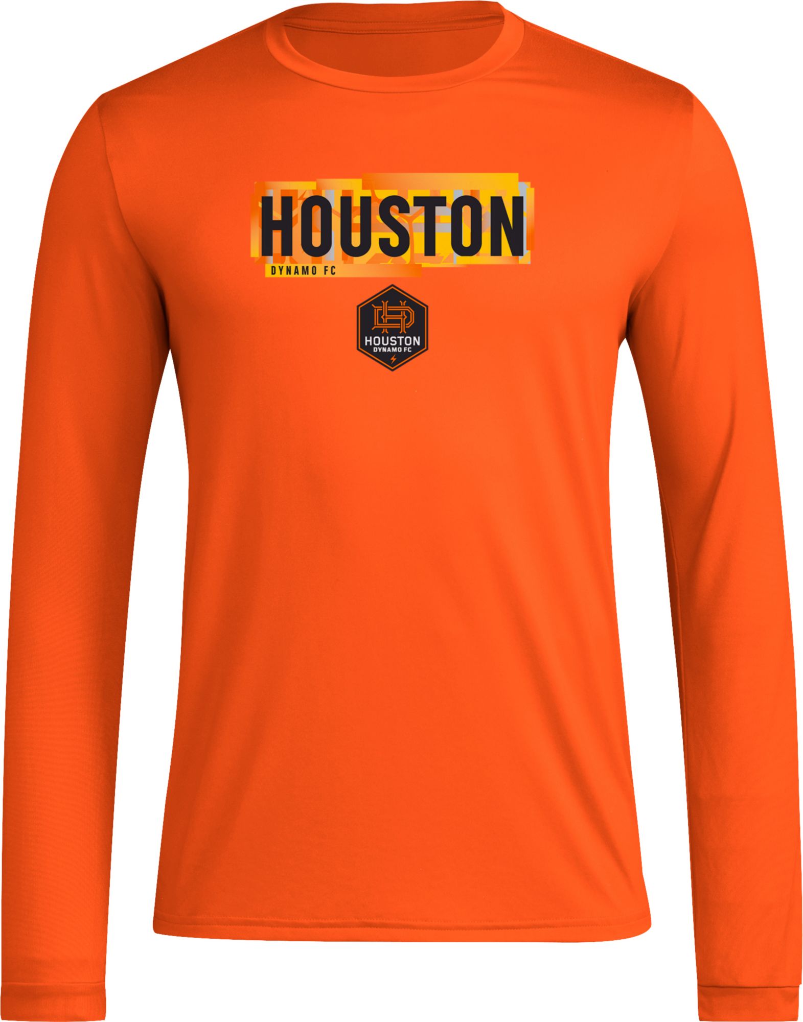 adidas Adult Houston Dynamo 2024 Local Pop Orange Long Sleeve Shirt